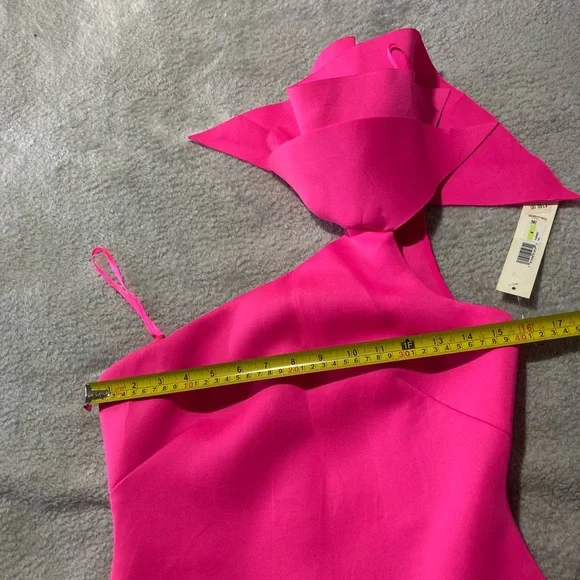 Eliza J One-Shoulder Fuchsia Sheath Dress with Statement Bow - Picture 6 of 12
